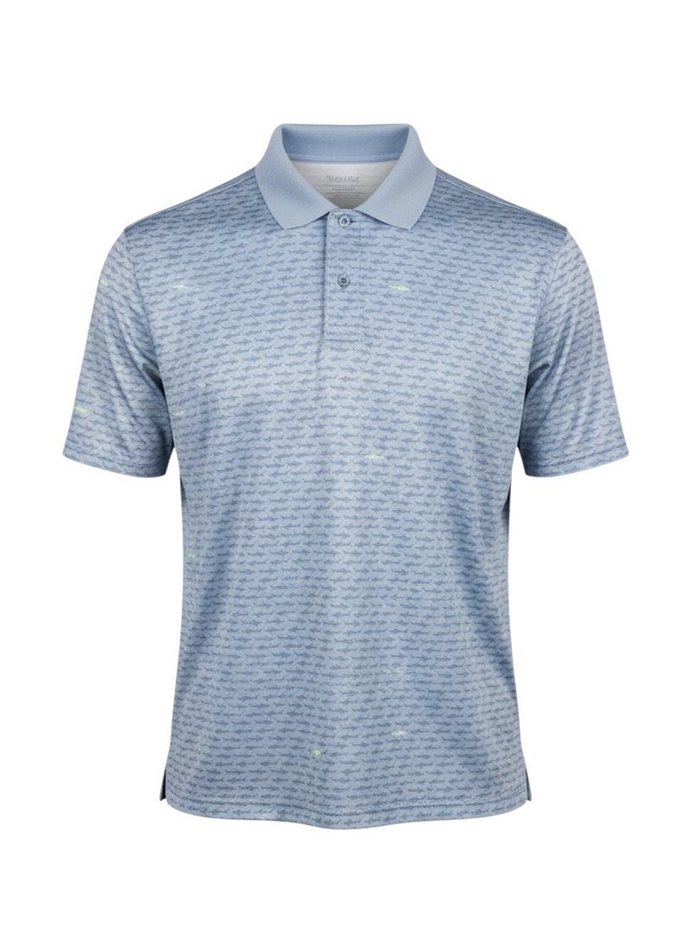 Southern Tide Tide To Trail Men XL Blue Short Sleeve Golf Polo Shirt Sharks